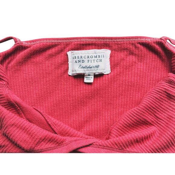 Abercrombie Vintage Y2K Wrap Babydoll Ribbed Tank Top Medium Pink Retro 2000s - Picture 3 of 4